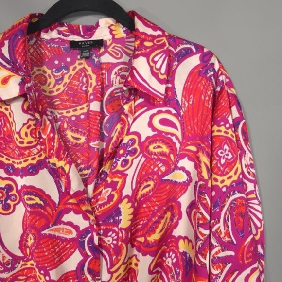 HAVER LONDON Paisley‎ Floral Button Down Size XL/TG Shirt LS 2 Ways Untied Tied - Picture 3 of 10